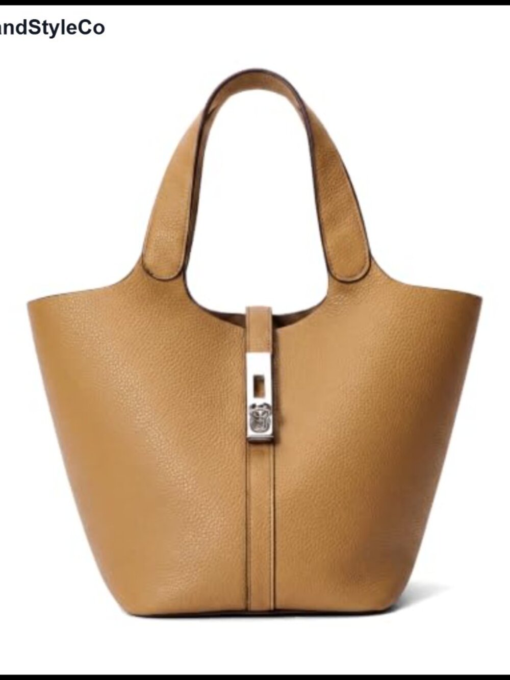 Vegan Leather Bucket Purse Top Handle Handbag with Detachable Pouch